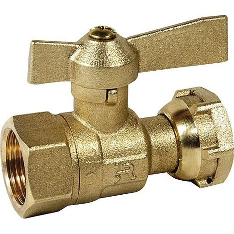 Vanne compteur droite, ecrou chapeau 1/2" femelle x 3/4"ecrou