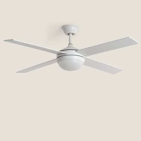 Ventilatore da Soffitto con Luce Silenzioso DC Pale in Legno Navy Evo Bianco Telecomando Grande (tra 20–30 m²) 132 cm Bianco