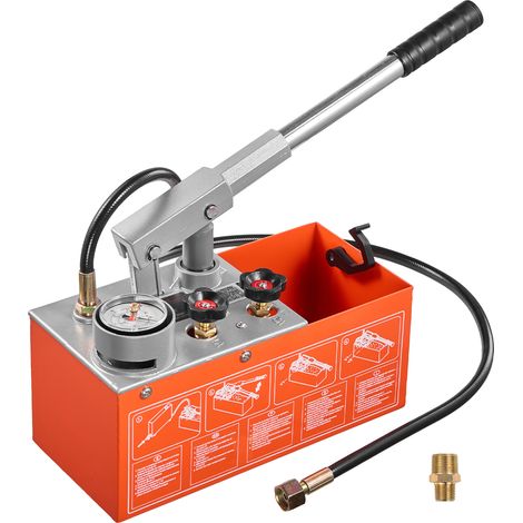 VEVOR Bomba de Prueba de Presión Hidráulica 6,06 L, Manual, Doble Válvula, Rango de prueba de 0-30 bar, con Manómetro y Tanque, Material Resistente, para Sistemas de Tuberías de Agua, Calefacción (1/5)