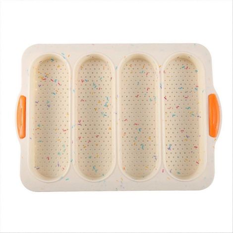 Weiße Silikon-Brotform, antihaftbeschichtete Backform für den Backofen, ideal für Gebäck und Kuchen, hitzebeständig, praktische Größe. (1/5)
