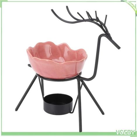 Brûleur d'aromathérapie - FAFEICY - Cerf Rose - Céramique et Métal - Décoratif et Fonctionnel - Intérieur (1/4)