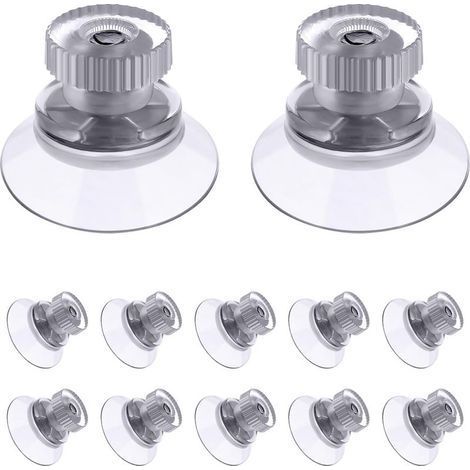 12 PCS Suction Cups, 25mm Clear Suction Pads Plastic Sucker Pads, Suction Holder with Knurled Nut Window Suckers for Glass Mirror Window Wall Door and Other Smooth Flat (1/5)