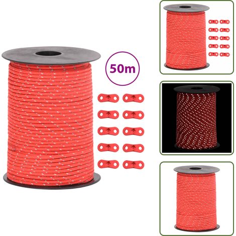 The Living Store Corde de haubanage de tente avec bandes réfléchissantes et clés - Corde De Tente - Corde De Haubanage - Accessoires De Camping - Matériel De Camping - Cordage Résistant (1/5)
