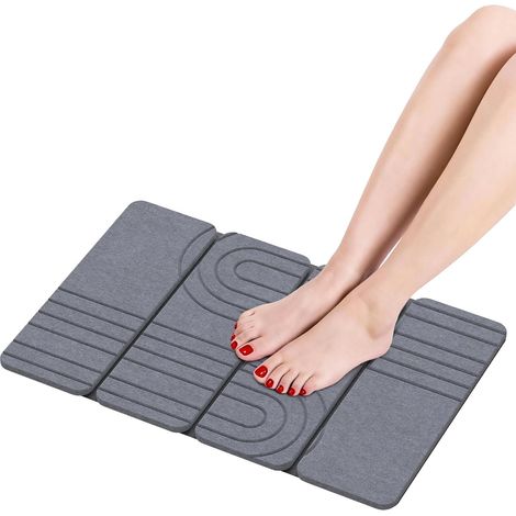 1 Tapis De Bain Pliable, Base En Caoutchouc Antidérapant, Séchage Rapide, Pour Salle De Bain Et Cuisine (1/5)