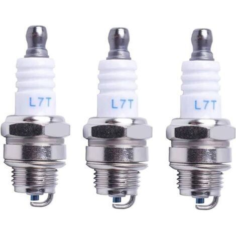 Bougie d'allumage L7T Tronçonneuse Tondeuse à gazon Petit Moteur Accessoire Pièces Compatible avec Hus-qvarna Rep NGK BPMR7A 4626 Equivalence RCJ6Y Champion Bosch WSR6F,Pack de 3 (1/4)