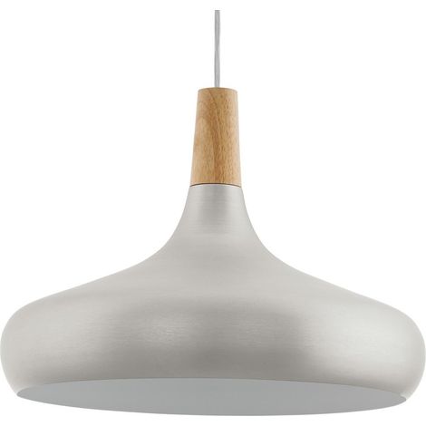 Lampe à suspension Sabinar 40cm en acier inoxydable avec bois marron - 901182