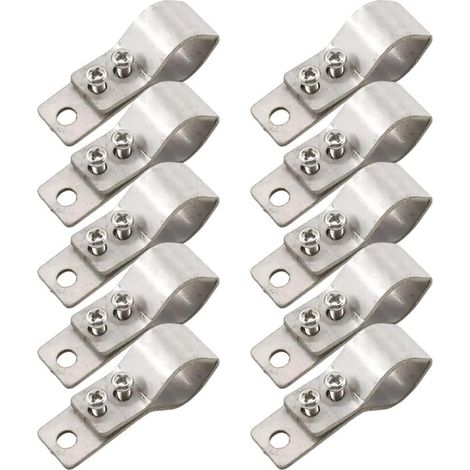 SS304 Paquete de 10 bridas ajustables de acero inoxidable de 16-26 mm para cenadores, sombrillas y toldos de exterior (55 x 42 x 2 mm)