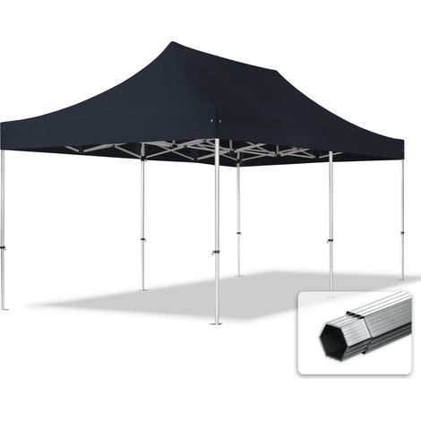 3x6m Pop Up Gazebo PROFESSIONAL Aluminium 40 mm, fire resistant, black Long-Life PVC