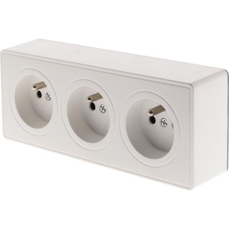 Presa Tripla 2p + T 16a Sporgenza Vulco Bianco Zenitech
