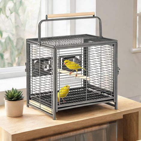 Cage pour oiseaux negro en acero Madera 48 x 38 x 47,8 cm (1/5)