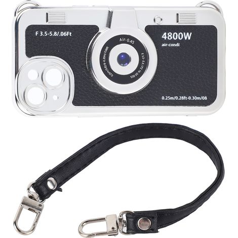 Étui téléphone créatif style plaque, rétro appareil photo portable avec dragonne pour iPhone 14 (1/5)