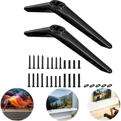 Pieds de TV lot de 2 - supports d'écran 26,5 x 8,5 x 4 cm pour TCL 28 à 65 pouces, noirs (1/5)