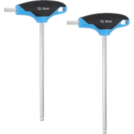 2Pcs Clé Hexagonale À Bille À Poignée En T 8mm Métrique Bleu Noir (1/5)