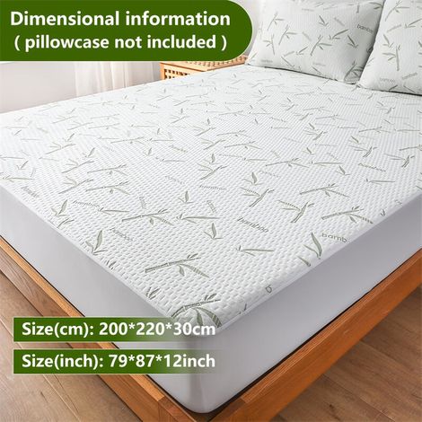 Protège-matelas rafraîchissant – Drap-housse en fibre de bambou ultra doux et respirant pour l'été, lavable en machine, 200 x 220 x 30 cm