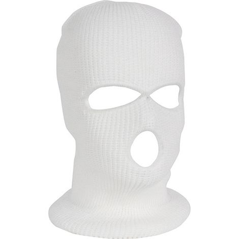 1 masque d'hiver chaud, masque à 3 trous, masque tricoté pour le ski et le vélo par temps froid, masque multifonctionnel, bonnet de ski pour moto et vélo, blanc (1/5)