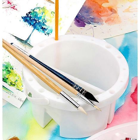 Seau à peinture portable multifonction avec porte-stylo et palette pour aquarelle. Seau à peinture télescopique spécial. (1/2)