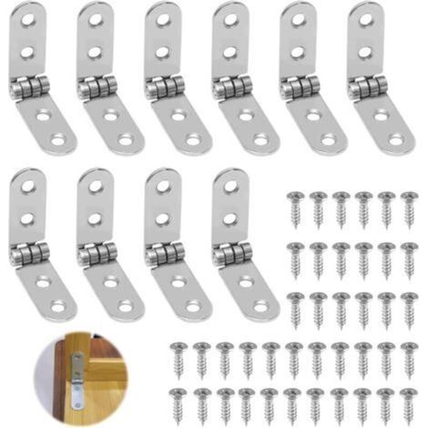 10 Stück Klappscharniere, 180° faltbare Rundscharniere aus Edelstahl mit 40 Schrauben für Klapptisch, Schrank, Garderobe, Holzkiste, Möbel, Nähmaschinen