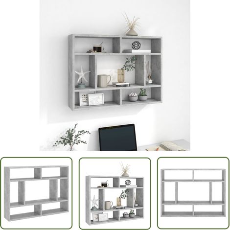 The Living Store Wandregal Betongrau 75x16x55 cm Holzwerkstoff - Wand Regal - Beton Grau - Regal Holz - Aufbewahrungswandregal - Wohnraum Deko (1/5)