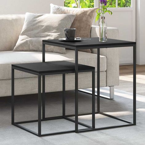 Coffee Table Set 2 pcs Engineered Wood and Metal vidaXL