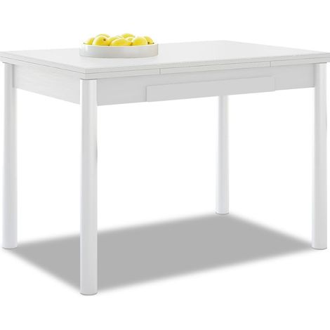 Table de Cuisine Extensible - Structure Blanche et Couvercle stratifié - Couleur Blanche - Idéale pour Les Petits espaces - Dimensions : 90 x 50 cm - Extensible : 140 x 50 cm (1/5)