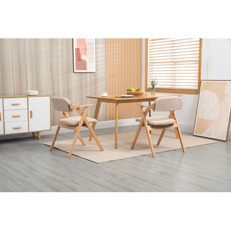 Chaise pliante HOMEFUN avec accoudoirs, en bois, empilable et repliable pour salle à manger, assise rembourrée, lot de 2, idéale invités, cuisine, bureau, mariage, fête, couleur kaki (1/5)