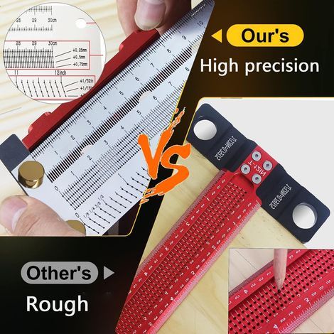 (16 Inch)Woodworking string machine t Square, acier inoxydable Woodworking t Square pour marqueur, mesure et outils mécaniques de traçage au crayon (1/4)