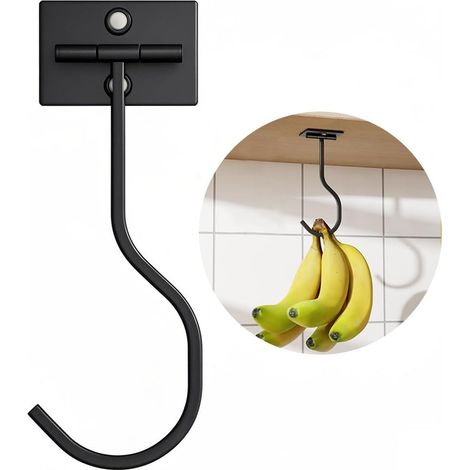 Crochet Pour Bananes - Support Pliable Avec Base Magnétique - Fixation Adhésive Sans Perçage - Charge Maximale 6 kg - Pour Cuisine Intérieure - 1 Pièce (1/5)
