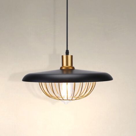 Suspension Luminaire Industrielle Forme lanterne Lustre Vintage Eclairage de Plafond Rétro Lampe Pendante E27 Plafonnier en Métal Intérieur Décoration pour Chambre Cuisine Bar Loft Salon Noir (1/5)