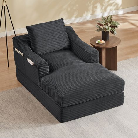 1-Sitzer-Schlafsessel aus Cord, ausklappbar zum Bett, dunkelgrau HAVRYA (1/5)