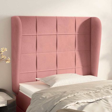 Tête de lit avec oreilles en velours rose, hauteur réglable, 93 x 23 x 118/128 cm, 12.9kg - PANGIVO (1/5)