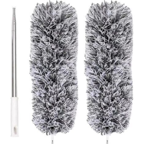 UlisemPlumeau Extensible en Microfibre avec Perche télescopique en Acier 110 po et tête Nettoyage Pliable Plumeau Plafond Lavable (1/4)