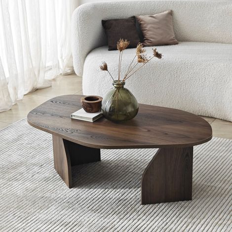Couchtisch Lozza, ovale Form, Platte aus Edelfurnier, Braun, 100x60x35h cm Walnussbraun (1/5)