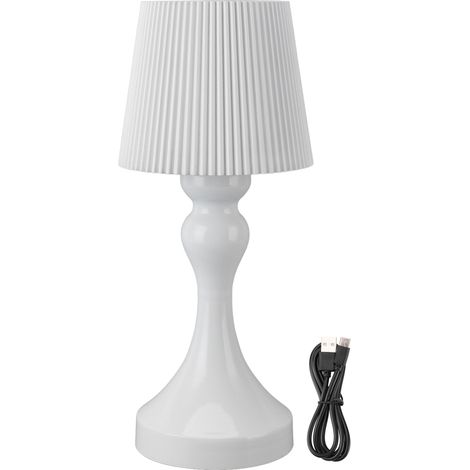 Lampe de table LED sans fil rechargeable USB design plissé fer et plastique blanc commande tactile variation continue luminosité (1/5)