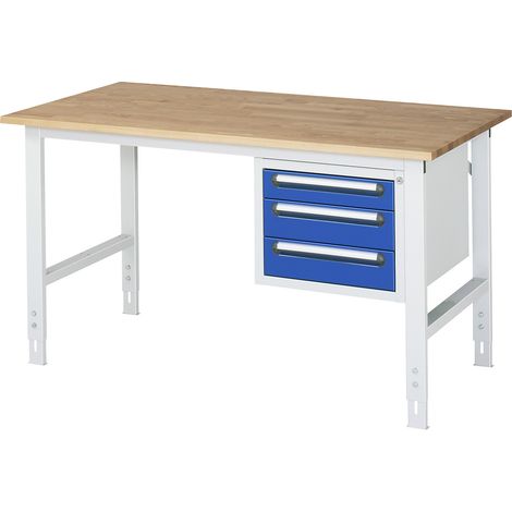 Rau Table de travail Tom réglable en hauteur KM04, L1500xP800xH760-1080mm, plateau B-25mm (1/3)