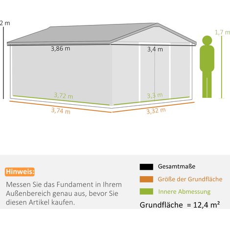 Geräteschuppen, Wetterfestes Gartenhaus für Gartengeräte, mit Belüftungsfenstern, Schiebetüren, Stahl, Kohlegrau (1/5)