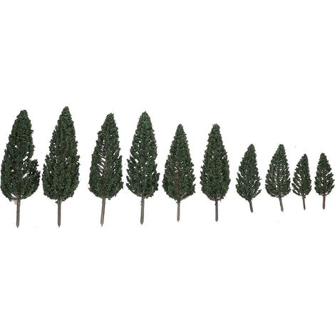 10-teiliges Set Weihnachtsbäume für Modelleisenbahnen (Grün)-16X4cm-Green (1/2)