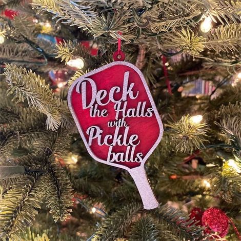 Ornement Pickleball - En Bois - Pour Arbre De Noël - Cadeau Thème Sport - 1 Pièce (1/5)