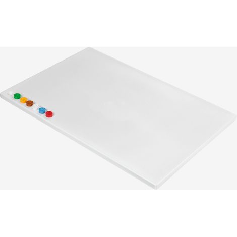 Planche à découper 600 x 400 avec 6 pastilles de couleurs HACCP - blanche - Gilac (1/5)