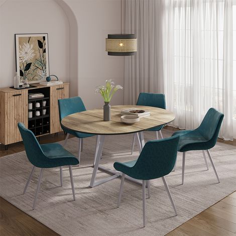 tavolo da pranzo allungabile Loyd, Rovere rustico/grigio, 120 x 120 cm Estensibile, Vicco