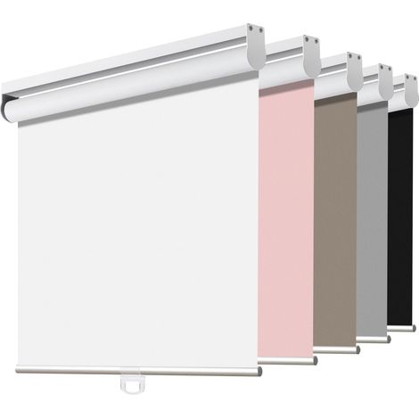 Stores enrouleurs occultants assombrissants, sans Cordon, pour fenêtres et Portes, avec système à Ressort, Protection UV pour la Maison et Le Bureau, 71,1 x 190,5 cm (l x H), Blanc (1/5)