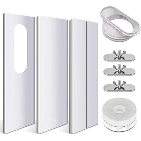 Kit de Fenêtre de Climatiseur Portable Plaques de kit de Glissière de Fenêtre Réglable,Cache-fenêtre à volet Roulant Accessoires pour climatiseur Portable(13CM (5,0") (1/5)