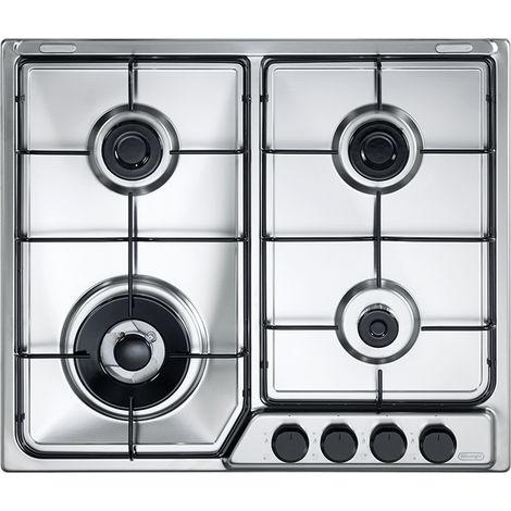 De Longhi FFA 46 ASDV Family Piano cottura a gas 60 cm 4 fuochi bruciatore tripla corona accensione elettrica colore Inox (1/3)