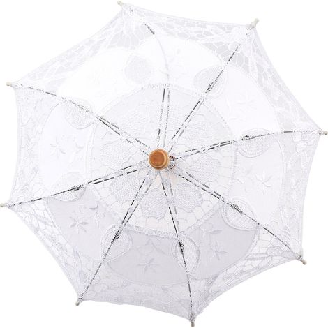 Parapluie dentelle blanc mariage - Ombrelle soleilleuse nuptiale fête photo décoration (petit modèle) (1/5)