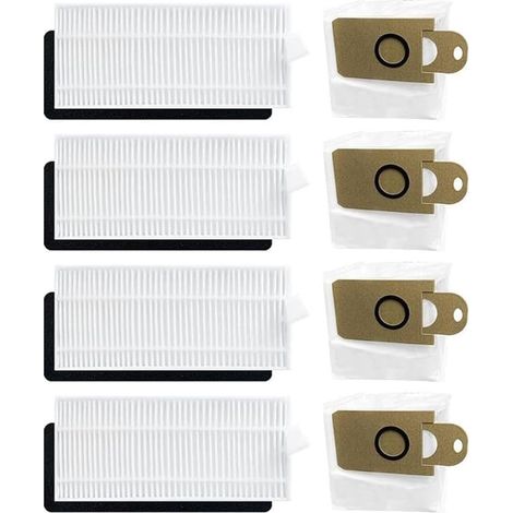 Lot de 8 sacs à poussière pour aspirateur Honiture Q6 Se - Accessoires de rechange - 4 sacs à poussière et 4 filtres HEPA (1/5)