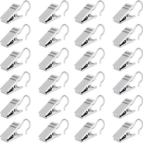 100 PCS Pinces à Rideaux en Métal 3.3 CM Crochets Anneaux à Pince Argent Clips de Rideaux Crochet en Acier Inoxydable pour Rideau de Douche Photo Carte