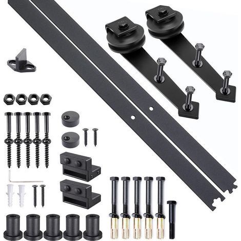 Kit de porte coulissante système galandage pour porte épaisseur 35-45 mm largeur max. 1 m charge max. 100 Kg acier brun foncé (1/4)
