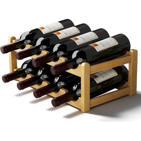 Porte-bouteilles - Casier à vin - Peut contenir 8 bouteilles de vin - 43 x 23,5 x 15 cm - Bambou - Couleur bois naturel (1/5)