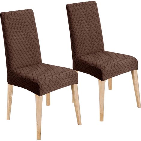 Stuhlhussen 2er Set Braun, Universal Esszimmerstuhlbezug, Waschbar, Elastisch (1/5)