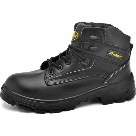SAFETOE – Scarpe antinfortunistiche resistenti all'acqua [certificate CE], 8025 S3, leggere con calzata ampia, marroni, per uomo e donna - Nero - Nero, 42 1/3 EU (1/5)