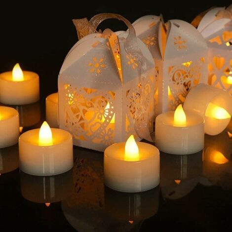 Bougies LED sans flamme - 24 bougies chauffe-plat LED vacillantes - Blanc chaud - Fonctionnent avec piles CR2032 - Pour mariage, Noël, Pâques, fête, etc. [Classe énergétique A++] (1/5)